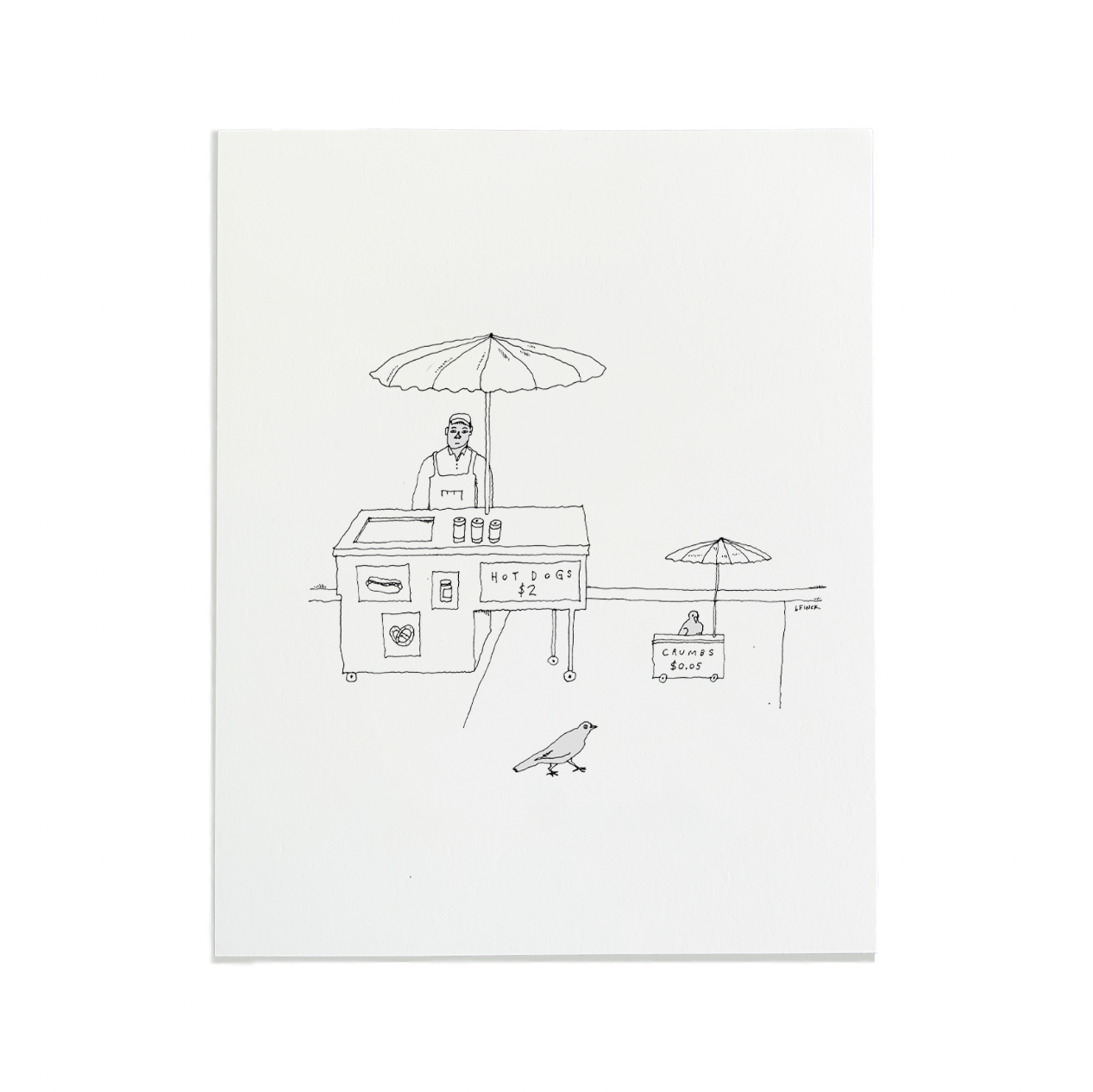 Hot Dog Vendor Letterpress Print